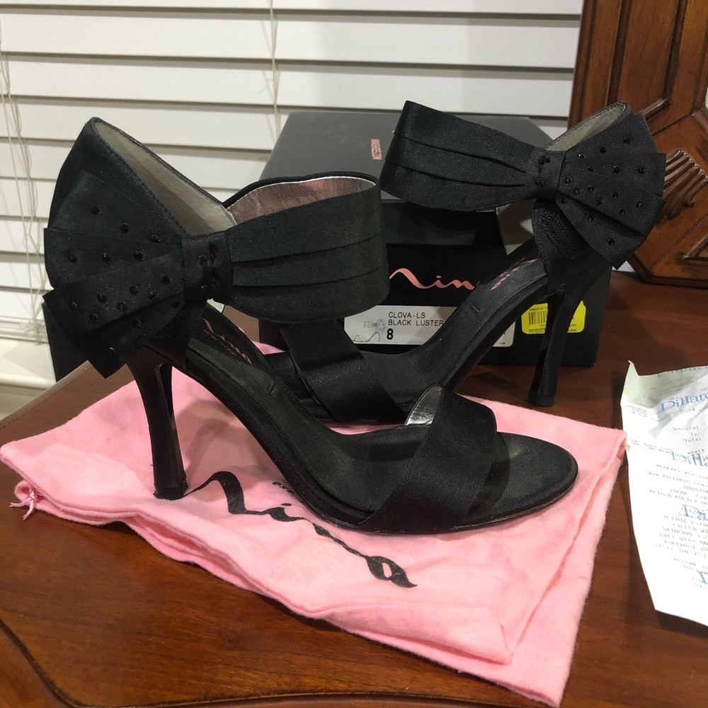 Nina “Clova” Satin Bow Heels